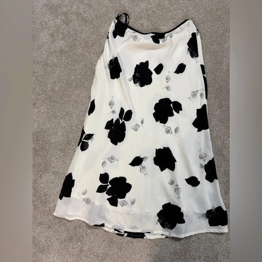 Vintage Arden B Black and White Floral A-Line Slip Skirt size 6 - Picture 5 of 10